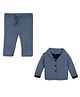 Windrop Solutions Full Sleeves Crocheted Blazer & Solid Pant Set - Grey