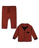 Windrop Solutions Full Sleeves Crocheted Blazer & Solid Pant Set - Rust Orange
