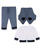 Windrop Solutions Full Sleeves Crocheted Sweater With Coordinating Pant & Jacket Set - Grey