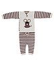 Windrop Solutions Full Sleeves Striped Mouse Designed Crocheted Coordinating Sweater With Pajama Set - Beige