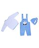 Windrop Solutions Full Sleeves Solid Crocheted Sweater With Coordinating Car Designed Dungaree & Cap Set - White & Blue
