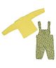 Windrop Solutions Full Sleeves Solid Crocheted Sweater With Abstract Designed Dungaree Set - Yellow & Green