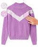 Babyhug Cotton Knit Full Sleeves High Neck Sweater with Reversible Sequins - Purple