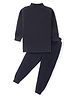 Bodycare Cotton Full Sleeves Solid Colour Thermal Vest  & Pant Set  - Black