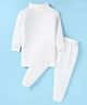 Bodycare Cotton Full Sleeves Solid Colour Thermal Vest  & Pant Set - White