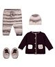 Windrop Solutions Full Sleeves Crocheted Sweater With Coordinating Self Designed Pajama Cap & Booties Set - Brown