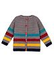 Windrop Solutions Full Sleeves Striped Crocheted Sweater - Grey