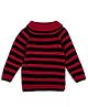 Windrop Solutions Full Sleeves Striped Crocheted Sweater - Red