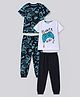 Primo Gino 100% Cotton Knit Half Sleeves Night Suits with Text Print Pack Of 2 - Black & White