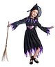 Little Surprise Box Halloween Theme Full Sleeves Witch Costume With Hat & Broom - Black