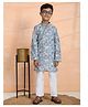 P-MARK Cotton Full Sleeves Floral Printed Kurta Pyjama - White