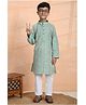 P-MARK Cotton Full Sleeves Floral Printed Kurta Pyjama Set - Green