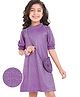 Hola Bonita Knit Half Puff Sleeves Glitter Party Frock with Sling - Lilac