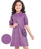Hola Bonita Knit Half  Puffed  Sleeves  A Line Glitter Party Frock with Sling Bag - Wine