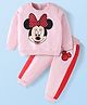 Babyhug Disney Terry Knit Full Sleeves T-Shirt & Lounge Pant Set With Minnie Mouse Graphics - Pink
