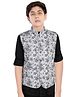 Charchit Full Sleeves Solid Shirt With Floral Printed Nehru Jacket Set - Black