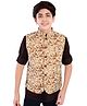Charchit Full Sleeves Solid Shirt With Abstract Printed Nehru Jacket Set - Fawn