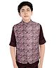 Charchit Full Sleeves Solid Shirt With Floral Printed Nehru Jacket Set - Magenta
