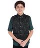 Charchit Full Sleeves Solid Shirt With Floral Printed Nehru Jacket Set - Green