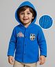 Babyhug Cotton Knit Full Sleeves Hooded Shirt with Text Embroidery - Blue