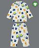 The Boo Boo Club Cotton Knit Full Sleeves Tiger & Elephant Printed Coordinating Night Suit Set - White