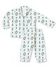 The Boo Boo Club Organic Cotton Knit Full Sleeves Floral Printed Coordinating Night Suit Set - White & Blue