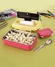 Nabhya Leak-Proof Inner Steel Outer Plastic Lunch Box With Small Katori & Spoon, 2 Containers Lunch Box (Yellow)
