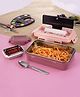 Nabhya Leak-Proof Inner Steel Outer Plastic Lunch Box With Small Katori & Spoon, 2 Containers Lunch Box (Pink)