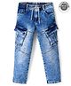 Ruff Denim Washed Full Length Jeans with Cut & Sew Design - Blue