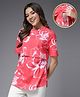 Zelena 100% Cotton Half Sleeves Floral Printed Top With Nursing Access - Red