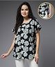 Zelena 100% Cotton Half Sleeves Floral Printed Top With Concealed Zipper For Nursing Access - Black