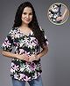 Zelena 100% Cotton Half Sleeves Floral Printed Top With Concealed Zipper For Nursing Access - Black