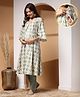 Zelena 100% Modal Three Fourth Sleeves Geometric Gold Foil Printed Maternity Kurta With Nursing Access & Pant Set - Light Green