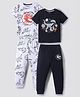Primo Gino 100% Cotton Knit Half Sleeves Dino Printed Night Suit Pack of 2 - Black & White