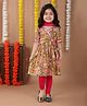 Kinder Kids Cotton Three Fourth Sleeves Floral Printed & Sequin Embellished Kurta With Leggings & Dupatta - Yellow & Green