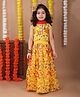 Kinder Kids Cotton Sleeveless Floral Printed Lehenga Choli With Dupatta Set - Yellow