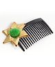 Aabacus Navratri Theme Gotta Patti Flower Embellished Hair Broach - Parrot Green