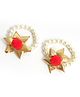 Aabacus Navratri Theme Gotta Patti Flowers & Pearls Detailed Pair Of Anklets Cum Bracelets - Red