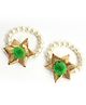 Aabacus Navratri Theme Gotta Patti Flowers & Pearls Detailed Pair Of Anklets Cum Bracelets - Parrot Green