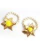 Aabacus Navratri Theme Gotta Patti Flowers & Pearls Detailed Pair Of Anklets Cum Bracelets - Neon Yellow