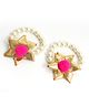 Aabacus Navratri Theme Gotta Patti Flowers & Pearls Detailed Pair Of Anklets Cum Bracelets - Pink