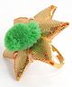Aabacus Navratri Theme Gotta Patti Flower Embellished Finger Ring - Parrot Green