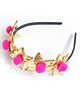 Aabacus Navratri Theme Gotta Patti Flowers Embellished Hair Band - Pink