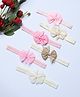 Funkrafts Set Of 6 Trendy Solid & Polka Ribbon Bow Headbands - Pink & Off White