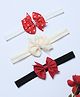 Funkrafts Set Of 3 Trendy Solid & Polka Ribbon Bow Headbands - Red & Off White