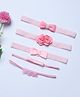 Funkrafts Set Of 5 Trendy Bow & Floral Headbands - Pink