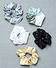 Funkrafts Set Of 5 Shaded & Solid Satin Scrunchies - Multi Colour