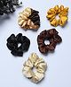 Funkrafts Set Of 5 Shaded And Solid Satin Scrunchies - Multi Colour