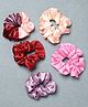 Funkrafts Set Of 5 Shaded & Solid Satin Scrunchies - Multi Colour