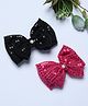 Funkrafts Set Of 2 Trendy Sequin Embellished & Bow Detail Hair Clips - Pink & Black